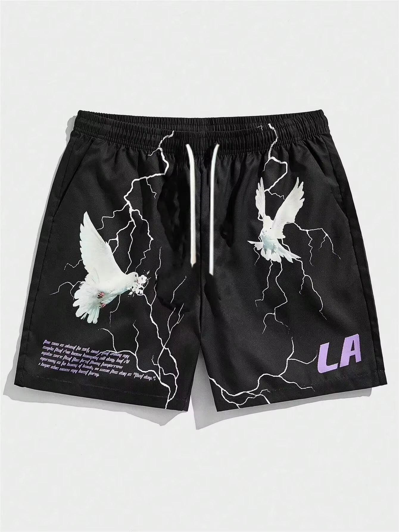 Men Pigeon & Slogan Graphic Shorts Casual Half Pants Unisex Gym Fitness Men'S Trousers Summer Women Shorts Sport Beach Shorts
